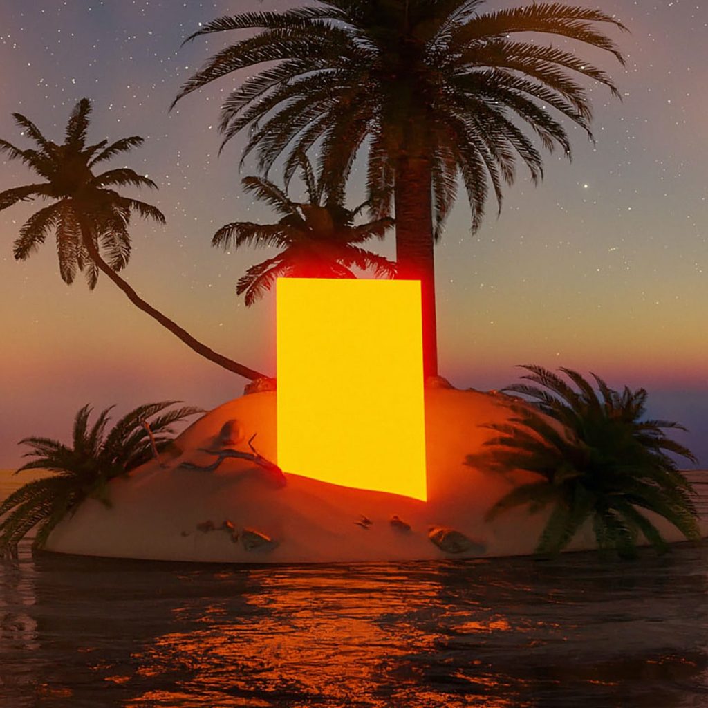 棕櫚樹與黃色方塊的罕見NFT,象徵獨特數位資產 | Creative NFT