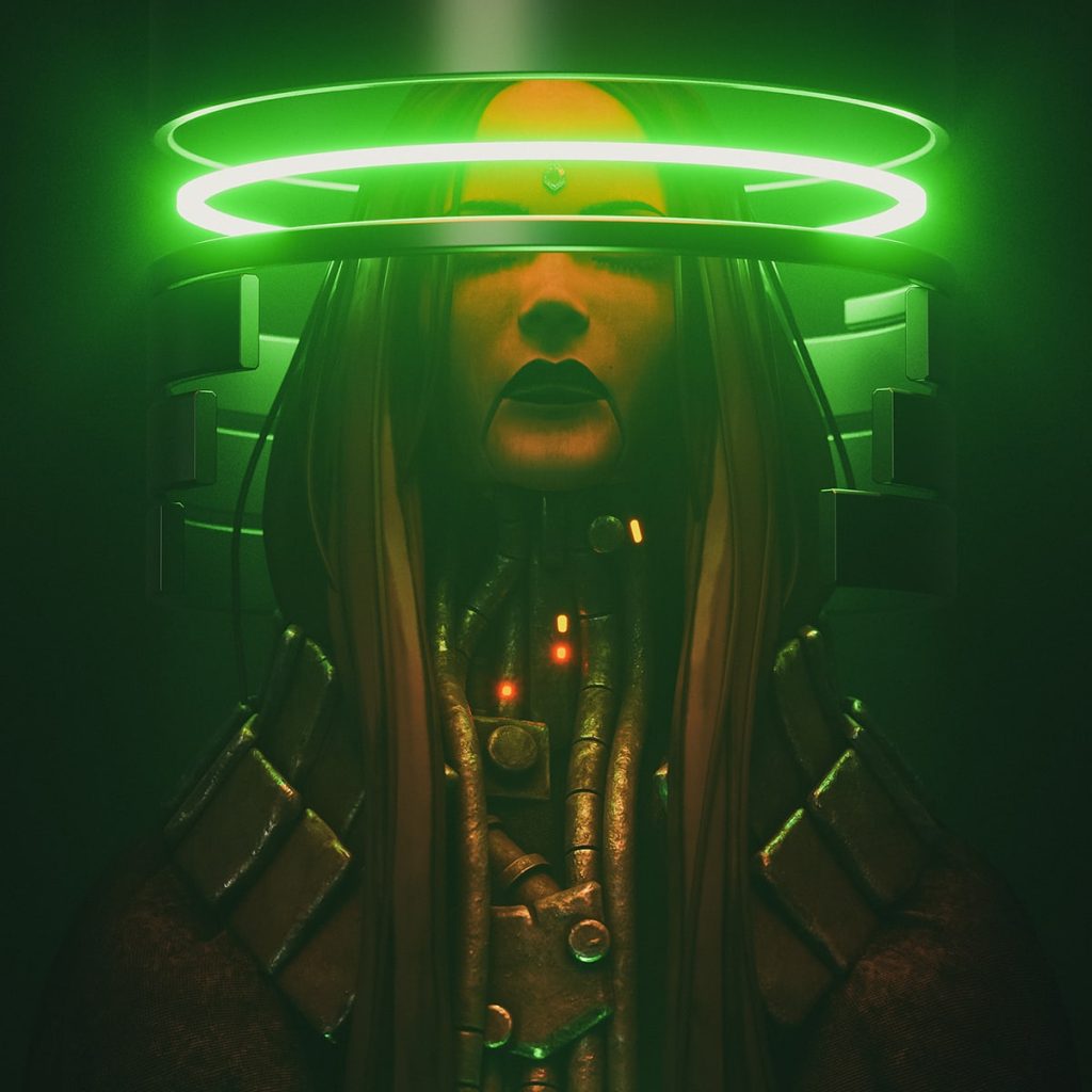 戴霓虹光環的電子人NFT藝術品 | Creative NFT